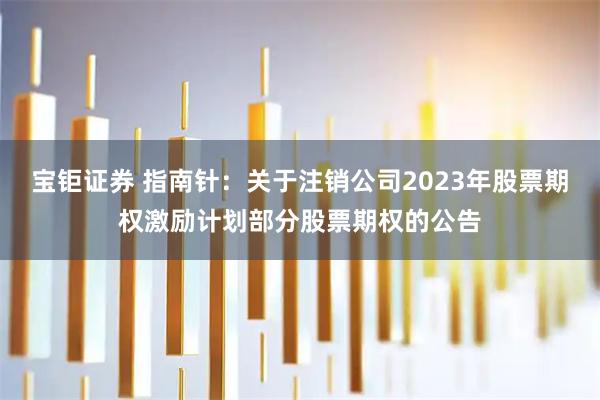 宝钜证券 指南针：关于注销公司2023年股票期权激励计划部分股票期权的公告